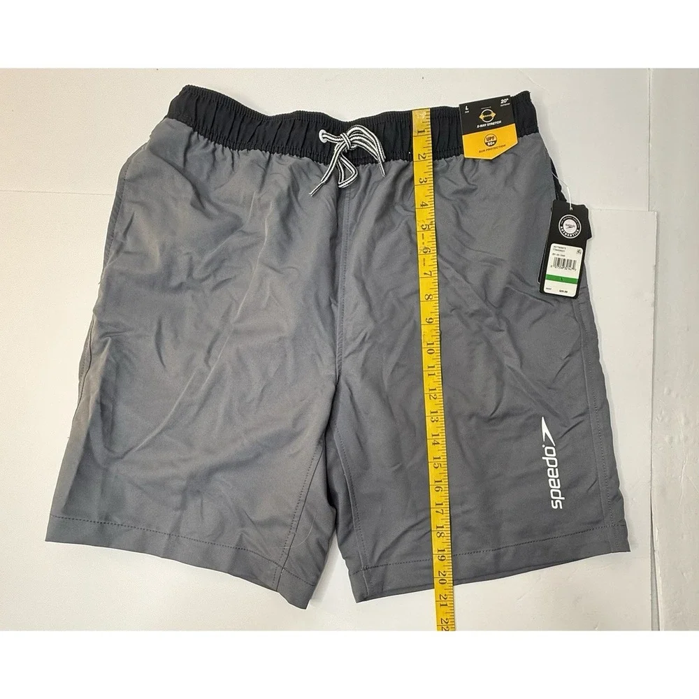 Speedo Men's Size L Gray Mesh‎ Lined Marina Long Volley Swim Trunks Summer New